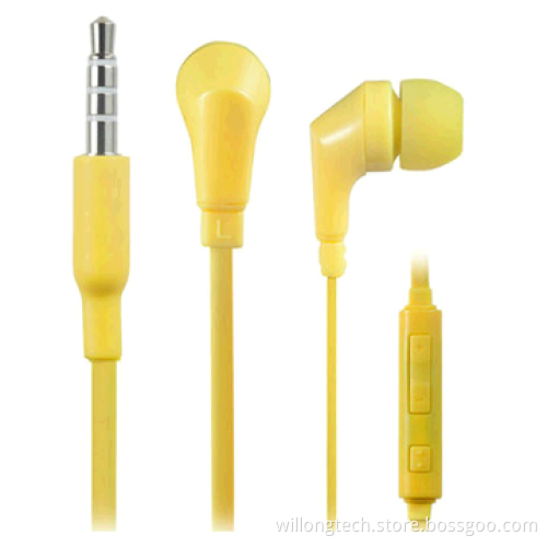 Yellow ear-buds noise-cancelling with mic